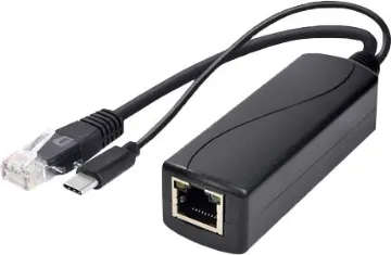 PoE Splitter USB Type C 5V Adapter Allows you to power Single Board Computer such as the Raspberry Pi via PoE. USB C 5V output. Eliminates the need for a local power supply. 12V, 15.4W max.