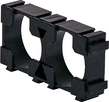 Double 18650 Interlocking Rectangle Battery Holder Double 18650 lithium battery holder in a rectangular configuration. Ideal for installation in high power, portable devices. Interlocking design allows for 8 way, 10 way and even larger packs to be configured. 1 piece required for each end of battery pack.