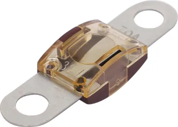 70A Brown MIDI Type Fuse 70A brown bolt on MIDI type fuse. High temperature plastic body. 32V DC max. 41 x 12mm.