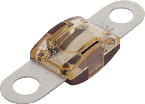 70A brown bolt on MIDI type fuse. High temperature plastic body. 32V DC max. 41 x 12mm. 