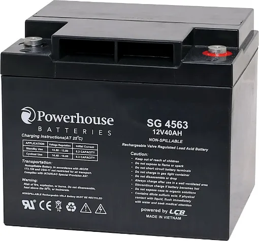This 12V 40Ah deep cycle battery is a compact battery for powering 12V equipment. Deep cycle sealed lead acid (SLA) batteries are designed for regular discharge. 