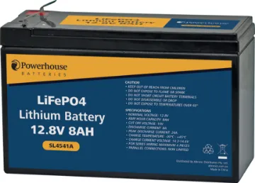 12V 8Ah Lithium LiFePO4 Battery 4.8mm/F1 This 8Ah LiFEPO4 replacement battery is compatible in size with traditional 7Ah/9Ah SLA batteries, but with all the benefits of cutting edge lithium technology.