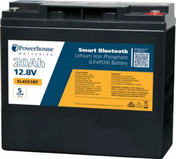 12V 20Ah Lithium LiFePO4 Battery M5/F13 With Bluetooth This 20Ah LiFEPO4 replacement battery is compatible in size with traditional 20Ah SLA batteries, but with all the benefits of cutting edge lithium technology with Bluetooth.