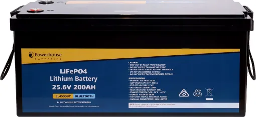 This 25.6V 200Ah lithium battery (LiFePO4 chemistry) is compatible in size with traditional 24V SLA batteries, but with all the benefits of cutting edge lithium technology. With Bluetooth monitoring in-built. 