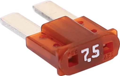 Brown 7.5A standard automotive micro2 blade fuse.