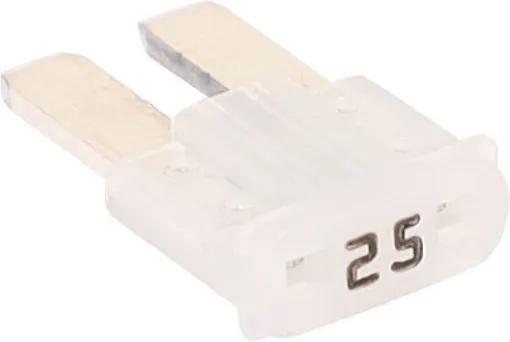 Clear 25A standard automotive micro2 blade fuse.
