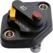 This 40A high current panel mount circuit breaker is ideal for use in 12V or 24V DC power systems. It's compact profile design takes up minimal space on your switch panel and can be easily reset using the lever switch.  It features a IP66 weatherproof casing with M6 terminal bolts.