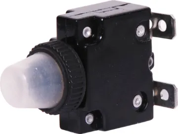15A Waterproof Circuit Breaker Rated at 15A @ 250V AC. Screw on waterproof boot. Spade lug connection.
