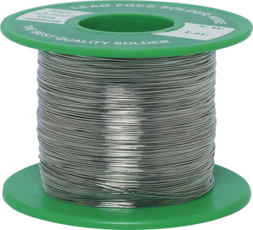 Lead free. Complies with European RoHS. 99.3% tin, 0.7% copper. Melting point 227C.