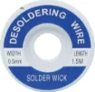 Apply wick to the joint & heat with a soldering iron, capillary action then draws the solder off. 1.5m length.