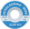 Apply wick to the joint & heat with a soldering iron, capillary action then draws the solder off. 1.5m length.