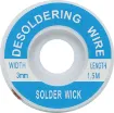 Apply wick to the joint & heat with a soldering iron, capillary action then draws the solder off. 1.5m length.