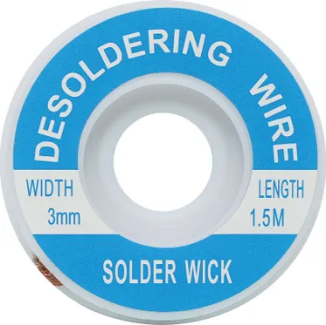 3mm 1.5m Solder Wick Desoldering Braid Apply wick to the joint & heat with a soldering iron, capillary action then draws the solder off. 1.5m length.
