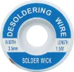 Apply wick to the joint & heat with a soldering iron, capillary action then draws the solder off. 1.5m length.