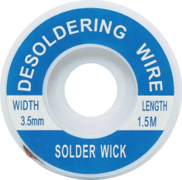 3.5mm 1.5m Solder Wick Desoldering Braid Apply wick to the joint & heat with a soldering iron, capillary action then draws the solder off. 1.5m length.
