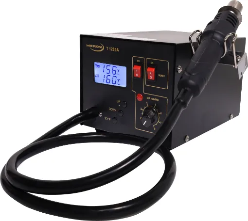 This re-work station provides a quick and easy way to rework boards fitted with surface mount devices.
