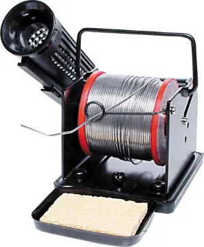 Soldering Iron & Solder Reel Holder Stand This combination solder roll holder and soldering iron stand will keep your soldering iron off your working surface & your solder within easy reach.