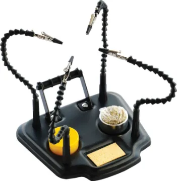 Flexible Helping Hands Solder Stand This handy bench top helper features 4 flexible arms for keeping items in position when working on them, making it ideal for soldering cables, PCBs and a range of hobbyist uses. Sturdy metal base.