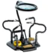 This handy bench top helper features an LED magnifying lamp, plus 4 flexible arms for keeping items in position when working on them, making it ideal for soldering cables, PCBs and a range of hobbyist uses.