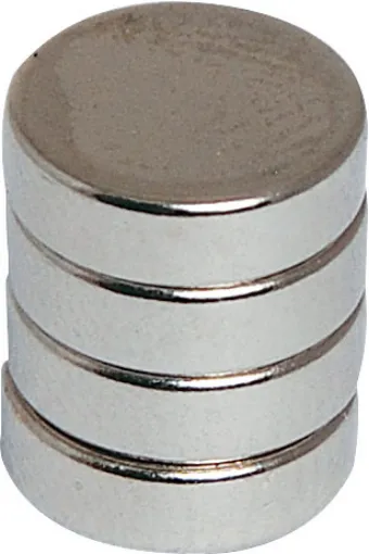 Rare earth magnets contain neodymium compound combined with ferrite (anisotropic) to give extremely powerful magnetic properties compared to standard ferrite magnets. They come encased in nickel jackets to protect the inner material.  10 x 3mm Pk4