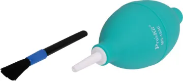 Air Duster with Brush This 56mm bulb air duster allows quick removal of dust and debris from inside equipment & keyboards. Supplied with fine point nozzle and handy cleaning brush. Approx 140mm long.