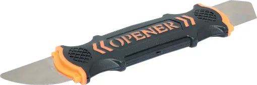 This device opening/prying tool is made of flexible high-end stainless steel blade and has an anti-skid rubber handle. 