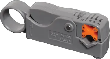 Coaxial Wire Stripper Tough injection moulded thermoplastic. Features a built-in tension spring, centre conductor cutter, and a slide adjustment to change from RG-58, RG-59, or RG-6.