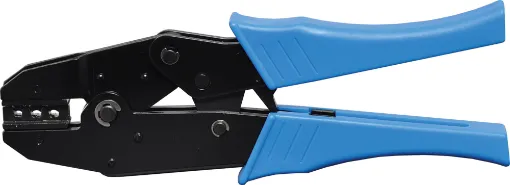 Heavy duty, all metal ratchet crimp tool designed specifically for terminating industry standard MC-4 style solar connectors.