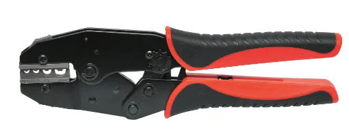 This heavy duty ratchet crimping tool suits Anderson DC connectors up to SB50 size and heavy duty uninsulated battery lugs. Ideal for making custom DC power cables.  Features cushioned plastic grips and ratchet release lever. 
