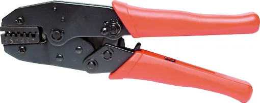 Professional grade crimper suitable for crimping single and double ferrules in the range 0.5mm - 4mm. Ratchet action handle.  Heavy duty all metal construction. Suits our H 2415 series connectors.