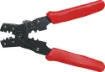 Crimps header pins, telephone terminals and small non-insulated quick connectors. Also incorporates wire cutters and spring loaded handles. 