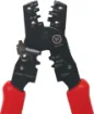 Crimps header pins, telephone terminals and small non-insulated quick connectors. Also incorporates wire cutters and spring loaded handles. 