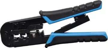 Crimptool Ratchet Modular RJ Connectors - Economy Designed to crimp 4, 6 and 8 way modular connectors. Simple ratchet action ensures an easy, reliable crimp every time. Cable cutter/stripper also included. All metal construction.