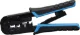 Crimptool Ratchet Modular RJ Connectors - Economy Designed to crimp 4, 6 and 8 way modular connectors. Simple ratchet action ensures an easy, reliable crimp every time. Cable cutter/stripper also included. All metal construction.