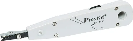 This tool is used for seating wire into KRONE and 110 style terminal blocks. With built in wire removal finger.