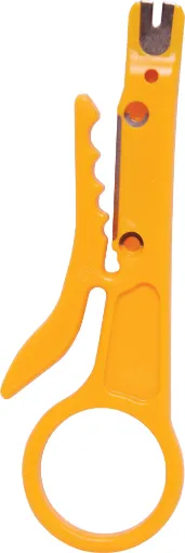 Used for seating wire into KRONE style 66, 110/88 terminal blocks. Includes a handy wire stripper for cat 5 cable.
