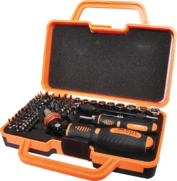 69 Piece Dual Ratchet Screwdriver Set Superb quality ratchet driver with a wide selection of bits for most electronic jobs. Includes both a 1/4” adjustable angle (<90°) ratchet handle and a smaller 4mm ratchet handle. Great for the home handyman or enthusiast. It features a comfortable soft rubber handle for all day use.
