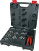 A unique ratchet crimping kit supplied with 10 sets of crimping jaws. Each jaw pair slides into the crimper and is held in place by magnets - no fiddly screws or tricky alignment required.