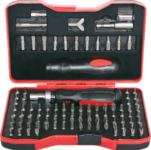 The perfect do-it-all ratchet driver set for working on general electronics servicing. Contains 95 security, phillips, pozi and slotted bits made from super tough S2 alloy steel (HRC 58-62). Ergonomic handle with rubberised grip, two way ratchet control and with ratchet lock. Includes ABS carry case. 