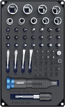 Professional 60 Piece Driver And Socket Set This Professional 60 Piece Driver and Socket Set is ideal for bicycle repair, model disassembly, home assembly, home appliance repair, mechanical maintenance and digital product disassembly.