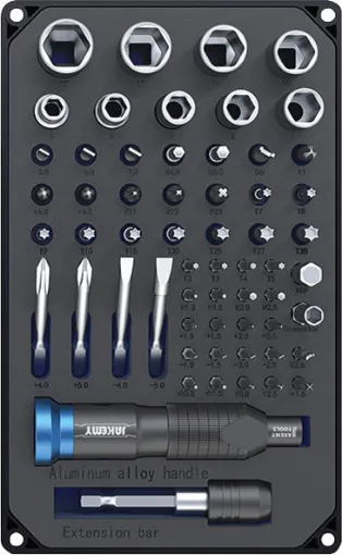 This Professional 60 Piece Driver and Socket Set is ideal for bicycle repair, model disassembly, home assembly, home appliance repair, mechanical maintenance and digital product disassembly.