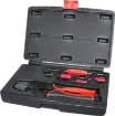 Designed to crimp solid pins used in Deutsch DT multi-pole connectors. Suits size 12, 16 and 20 DT series pins. Included in the kit are a terminal housing release tool, pin removal tool and screwdriver.