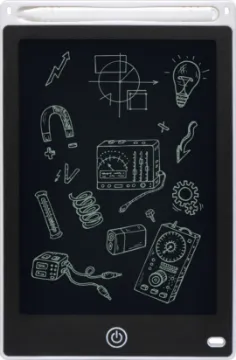 8.5" White LCD eWriter Board These handy writer boards with stylus are great for taking quick notes and writing parts lists while you work. They utilise a single colour LCD panel which resets to black when you push the reset button allowing you to write over and over on the same pad.