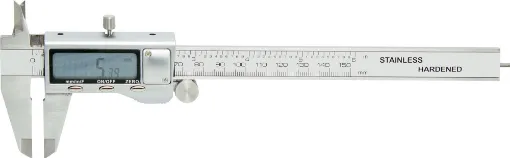 High quality metal calipers for precision measuring with ease. 150mm capability, suitable for measuring internal, external and depth dimensions. Fitted with easy to read LCD allowing measurements within 0.01mm or 0.0005".