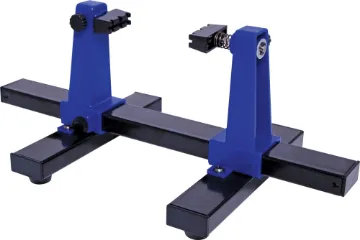 Rotating Spring Loaded Desktop PCB Holder A must have for every technicians work bench, this handy rotating PCB holder suits boards up to 200x140mm in size. Features spring loaded clamps to keep the board secure, and sliding arms for quick adjustment. Heavy base and rubber feet ensure a solid working sufrace at all times.