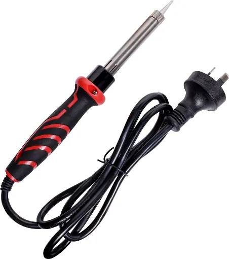 An ideal beginner or backup handheld electric soldering iron for the workshop. 60W output power. Fitted with a fine 1mm conical tip and ergonomic rubberised handle for a firm grip at all times. 