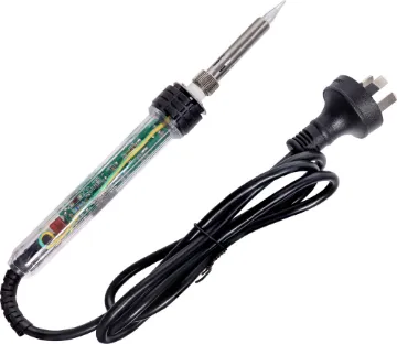 50W 240V Temperature Adjustable Soldering Iron This quality handheld electric soldering iron is fitted with a dial adjustment in the handle to select temperatures between 200°C and 450°C. Fitted with ceramic heater for excellent ±2°C temperature stability. Includes 1mm fine round tip.