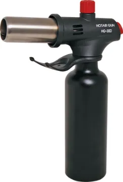 Pro HG-350 Hot Air Gun A high output butane powered hot air gun with two nozzle attachments for a wide variety of domestic and trade uses. After pressing the one-click automatic ignition the gun outputs hot air up to 550°C.