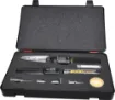 The T 2599 kit comprises of the IRODA T 2598 Gas Soldering Iron supplied in a handy carry case. Featuring a range of accessories which consists of a Hot Knife Tip(T2617), Heat Blower Tip(T2604), 2.4mm Chisel Tip(T2610), Spare Gas Filter(T2619), 3m Tube of