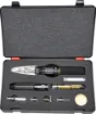 The T 2599 kit comprises of the IRODA T 2598 Gas Soldering Iron supplied in a handy carry case. Featuring a range of accessories which consists of a Hot Knife Tip(T2617), Heat Blower Tip(T2604), 2.4mm Chisel Tip(T2610), Spare Gas Filter(T2619), 3m Tube of